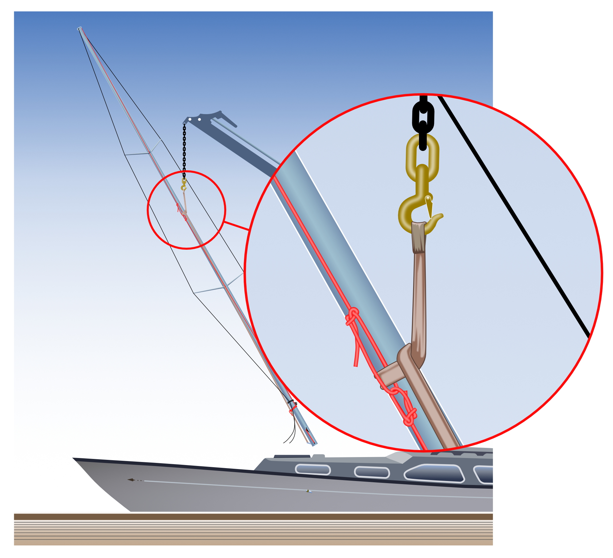 Mastekran: Lang løftestrop med halvstik